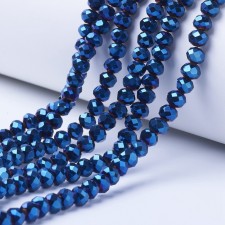 6x5mm Rondelle Faceted Round Glass Beads - Blue Plate - 16" Strand 88pc Approx.