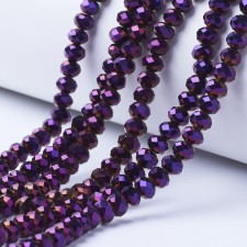 6x5mm Rondelle Faceted Round Glass Beads - Purple Plate - 16" Strand 88pc Approx.