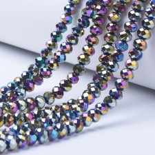 8x6mm Rondelle Faceted Round Glass Beads - Iris Purple Plate - 16" Strand 68pcs Approx.