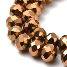8x6mm Rondelle Faceted Round Glass Beads - Copper Plate - 16" Strand 68pcs Approx.