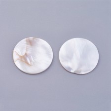 30mm Natural Freshwater Shell Round Cabochons White - 2pcs