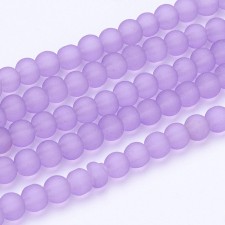 4mm Frosted Matte Transparent Glass Beads 32" Strand - Lt Purple