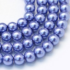 4mm Round Glass Pearl Imitation Beads - Slate Blue - 31" Strand