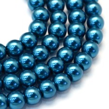 4mm Round Glass Pearl Imitation Beads - Cadet Blue - 31" Strand