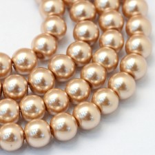 4mm Round Glass Pearl Imitation Beads - Beige - 31" Strand