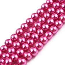 4mm Round Glass Pearl Imitation Beads - Medium Violet - 31" Strand