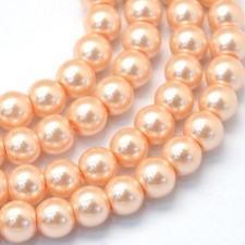 4mm Round Glass Pearl Imitation Beads - Light Salmon - 31" Strand