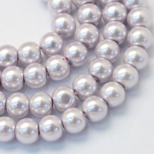 4mm Round Glass Pearl Imitation Beads - Lavender Purple - 23.5" Strand