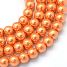 4mm Round Glass Pearl Imitation Beads - Dark Orange - 23.5" Strand