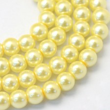 4mm Round Glass Pearl Imitation Beads - Yellow - 23.5" Strand