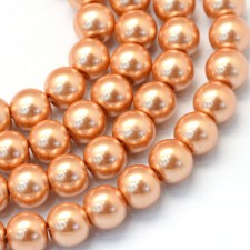 4mm Round Glass Pearl Imitation Beads - Sandy Brown - 23.5" Strand