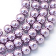 4mm Round Glass Pearl Imitation Beads - Lilac- 23.5" Strand