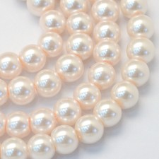 4mm Round Glass Pearl Imitation Beads - Antique White - 23.5" Strand