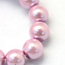 4mm Round Glass Pearl Imitation Beads - Flamingo Pink - 23.5" Strand