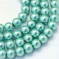 3mm Round Glass Pearl Imitation Beads -Aquamarine Green - 23.5" Strand