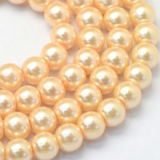 6mm Round Glass Pearl Imitation Beads - Moccasin - 31" Strand