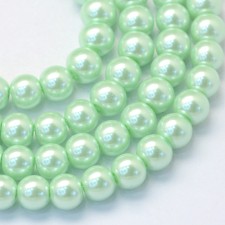 6mm Round Glass Pearl Imitation Beads - Pale Green - 31" Strand