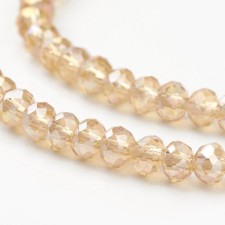 4x3mm Rondelle Electroplate Glass Beads Full Plated Faceted Strand, AB Champagne
