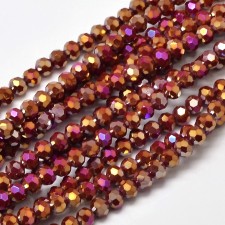 4mm Electroplated Crystal Faceted Round Beads 14" Strand 100pc Approx - Red