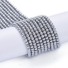 2.5mm Round Electroplated Glass - Metallic Platinum Silver - 14" Strand
