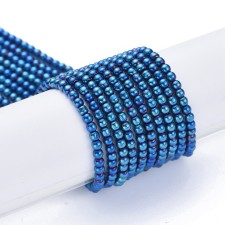 2.5mm Round Electroplated Glass - Metallic Blue  - 14" Strand