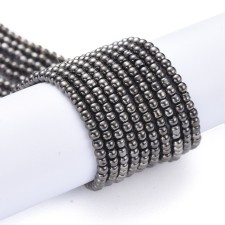 2.5mm Round Electroplated Glass - Metallic Gunmetal Grey - 14" Strand