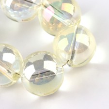 10mm Electroplate Glass Round Bead  Strand 30" Strand - Golden Yellow