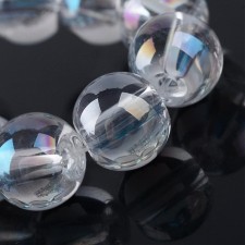 10mm Electroplate Glass Round Bead  Strand 30" Strand - AB Clear