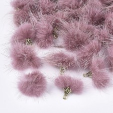 4pc Faux Mink Fur Tassels 20-30mm Long  - Violet Red