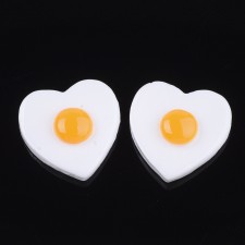 19mm Fried Egg, Poached Egg Resin Heart Style Cabochon 10pcs