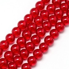 6mm Glass Round Bead Strand 31" Strand - Imitation Opal Red