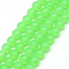 6mm Glass Round Bead Strand 31" Strand - Imitation Opal Lime Green