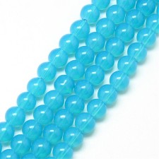 6mm Glass Round Bead Strand 31" Strand - Imitation Opal Sky Blue