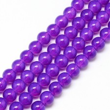 6mm Glass Round Bead Strand 31" Strand - Imitation Opal Purple Violet