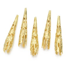 Filigree Flower Bead Cone End Caps Gold Tone 42x8mm 20pcs