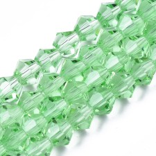 4mm Crystal Glass Faceted Bicone Beads  - Lawn Green - 14" Strand