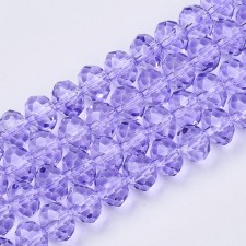 8x6mm Rondelle Faceted Glass Beads Round - Light Purple Lilac - 17 in Strand