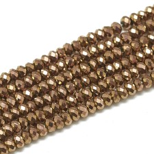 2.5x1.5mm Rondelle Electroplate Glass Beads Strands, Metallic Copper 14" Strand