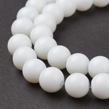 4mm Round Glass Beads Strand Opaque White 13" Strand