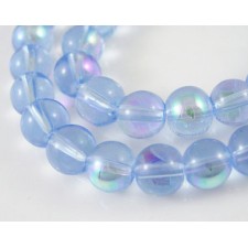 8mm Transparent Glass Round - AB Light Blue 14" Strand