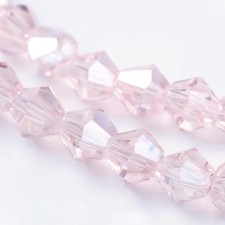 4mm Glass Bicone Faceted Beads -  AB Pink- 15" Strand 104pcs