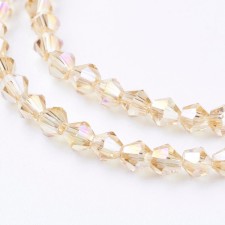 4mm Glass Bicone Faceted Beads -  AB Golden - 15" Strand 104pcs