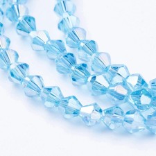4mm Glass Bicone Faceted Beads -  AB Sky Blue - 15" Strand 104pcs