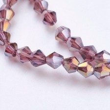 4mm Glass Bicone Faceted Beads -  AB Purple Plum - 15" Strand 104pcs