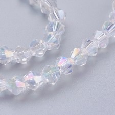 4mm Glass Bicone Faceted Beads -  AB Clear - 15" Strand 104pcs
