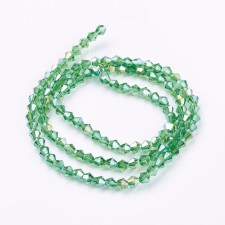 4mm Glass Bicone Faceted Beads -  AB Lime Green 15" Strand 104pcs