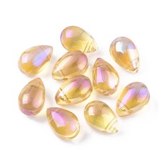 9x6mm Electroplate Glass Charms, Teardrop Beads - AB Gold 20pcs