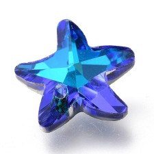 15x14mm Faceted Victorian Crystal Pendant Charm  - Starfish AB Blue 10pcs