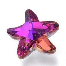 15x14mm Faceted Victorian Crystal Pendant Charm  - Starfish AB Fuchsia  10pcs
