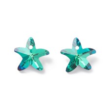 15x14mm Faceted Victorian Crystal Pendant Charm  - Starfish AB Aquamarine 10pcs